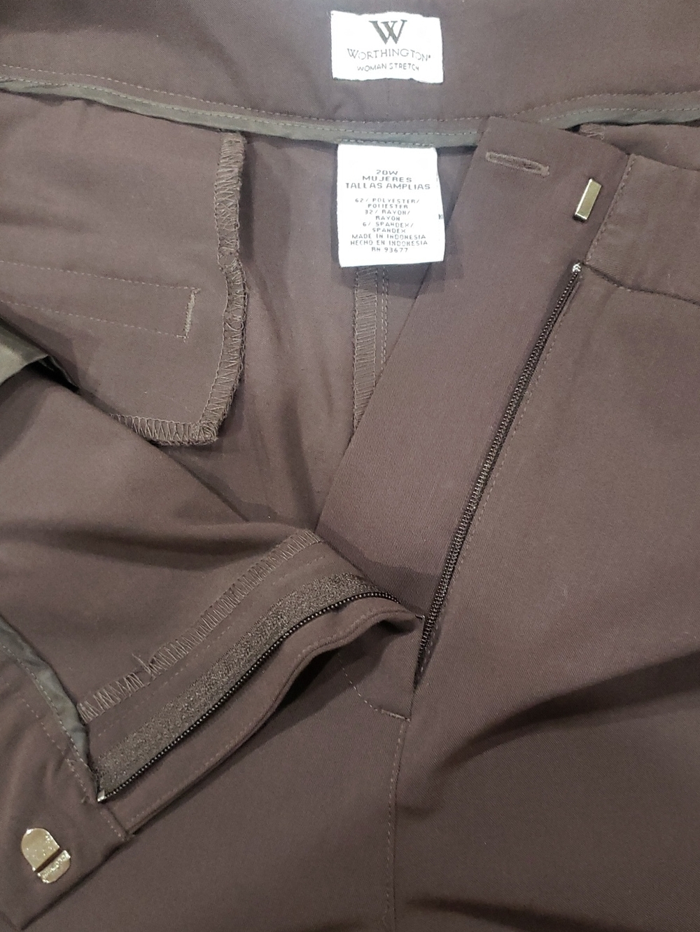 Worthington Woman Stretch Dark Brown Dress Pants, Size 20W